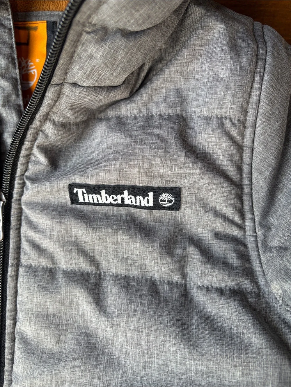 Timberland Jacket Boys Gray Puffer Hooded Fleece Lined Winter Coat Sz 6